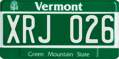 VT license plate XRJ026