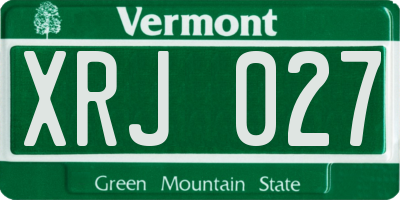 VT license plate XRJ027