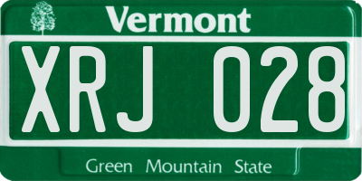VT license plate XRJ028