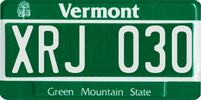 VT license plate XRJ030