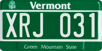 VT license plate XRJ031