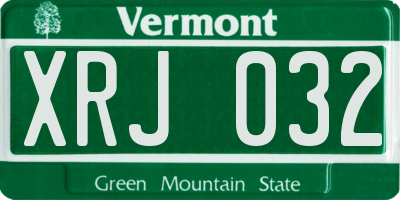 VT license plate XRJ032
