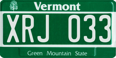 VT license plate XRJ033