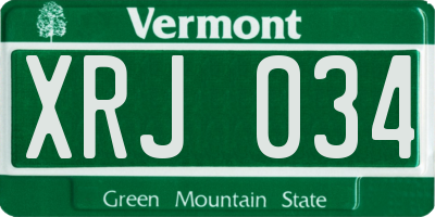 VT license plate XRJ034