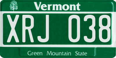 VT license plate XRJ038