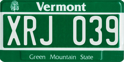 VT license plate XRJ039