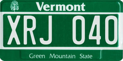 VT license plate XRJ040