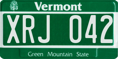 VT license plate XRJ042