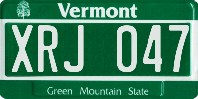 VT license plate XRJ047