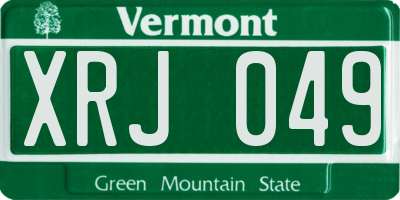 VT license plate XRJ049