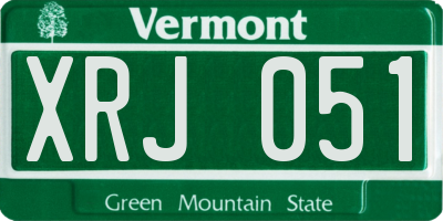 VT license plate XRJ051