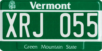 VT license plate XRJ055