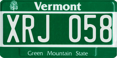 VT license plate XRJ058