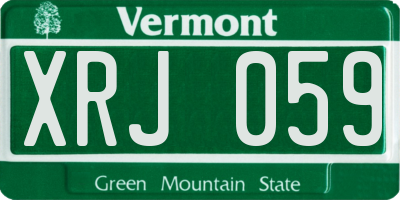 VT license plate XRJ059