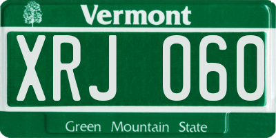 VT license plate XRJ060
