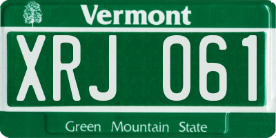 VT license plate XRJ061