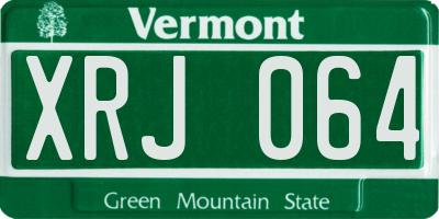 VT license plate XRJ064