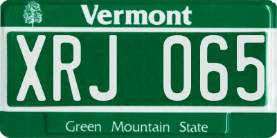 VT license plate XRJ065