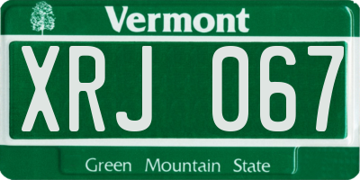 VT license plate XRJ067