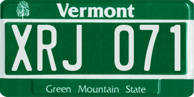 VT license plate XRJ071