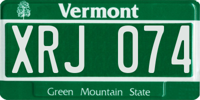 VT license plate XRJ074