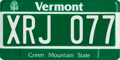 VT license plate XRJ077