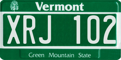 VT license plate XRJ102