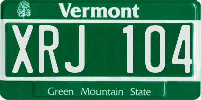 VT license plate XRJ104
