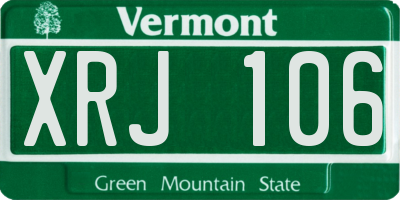 VT license plate XRJ106