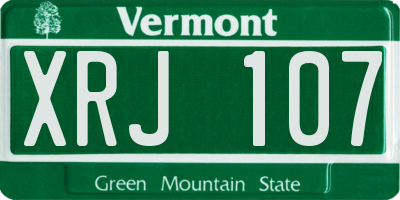 VT license plate XRJ107