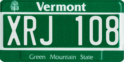 VT license plate XRJ108