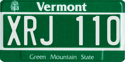 VT license plate XRJ110