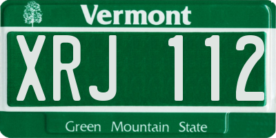 VT license plate XRJ112