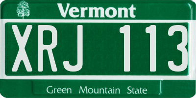 VT license plate XRJ113