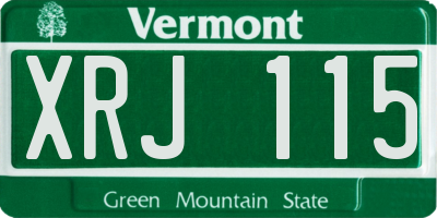 VT license plate XRJ115