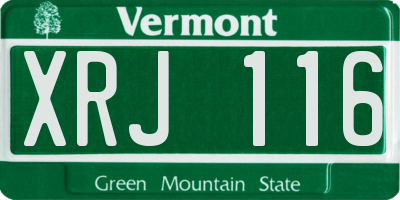 VT license plate XRJ116
