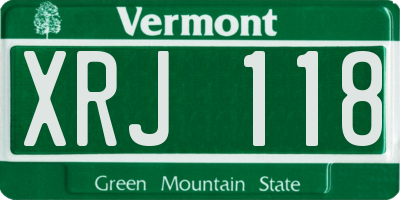 VT license plate XRJ118