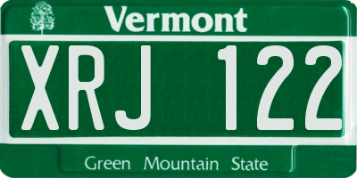 VT license plate XRJ122