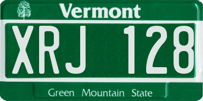 VT license plate XRJ128