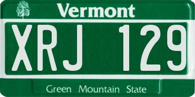 VT license plate XRJ129