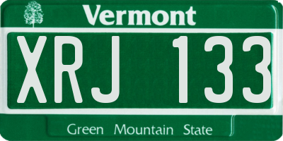 VT license plate XRJ133