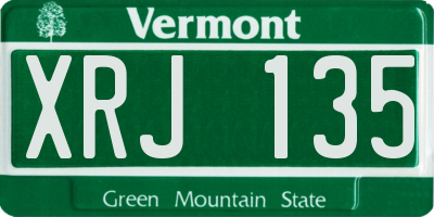 VT license plate XRJ135