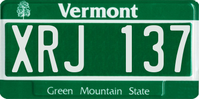 VT license plate XRJ137
