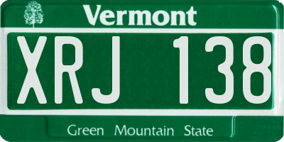 VT license plate XRJ138