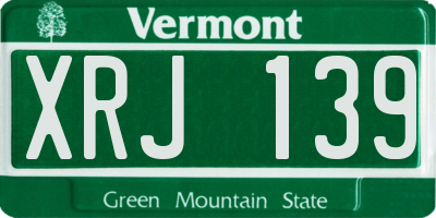 VT license plate XRJ139