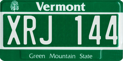 VT license plate XRJ144