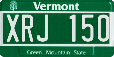 VT license plate XRJ150