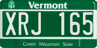 VT license plate XRJ165