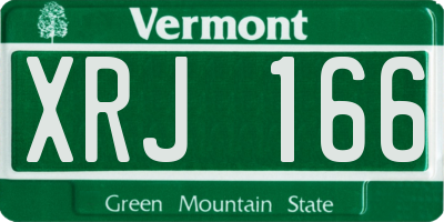 VT license plate XRJ166
