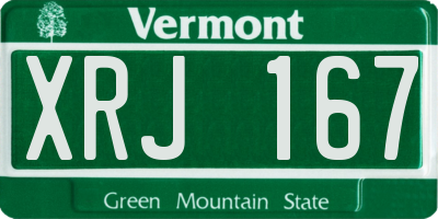 VT license plate XRJ167